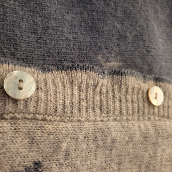 Vtg Colonial Concepts New Zealand Lambswool Angora Gray Print Cardigan Size Med - Picture 7 of 11